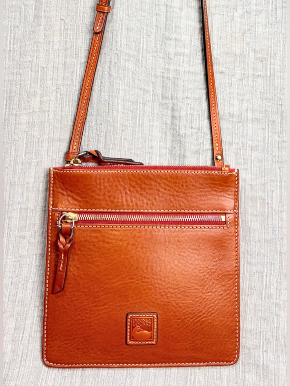 DOONEY & BOURKE Florentine Letter Carrier Italian Natural Cognac Crossbody Bag